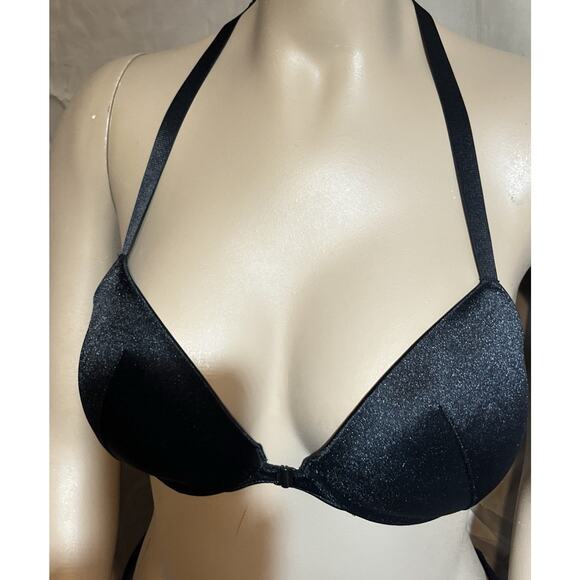 Curve Muse Womens Push Up Underwire Halter Front Close Bra Black 42B Racerback - Picture 2 of 8